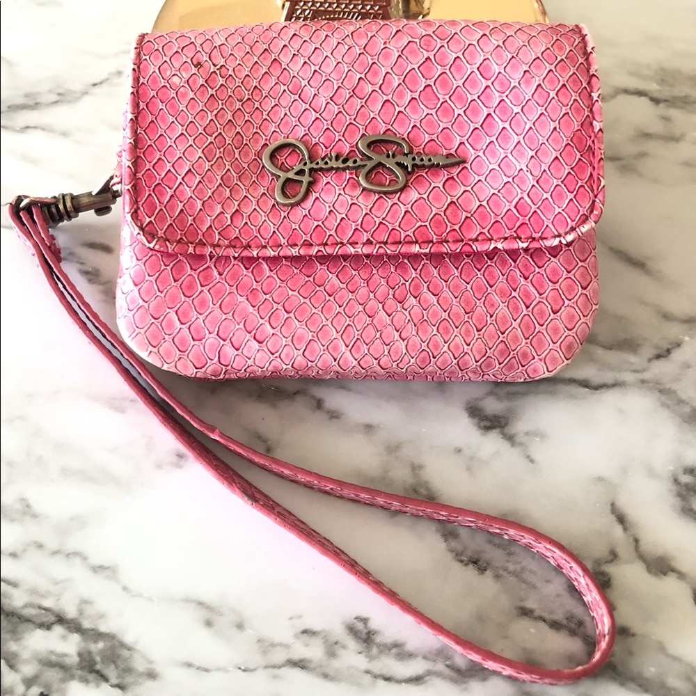 Jessica Simpson change wrist wallet purse pink
